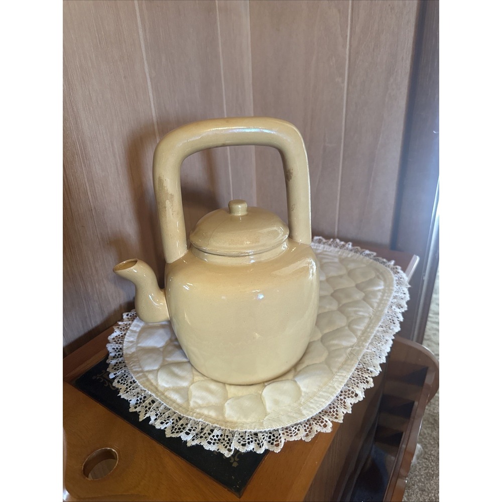Vintage Large Ceramic Yellow Tea Pot. Studio Pottery